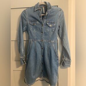 Free People Denim Shirt mini dress, Size XS, only worn once